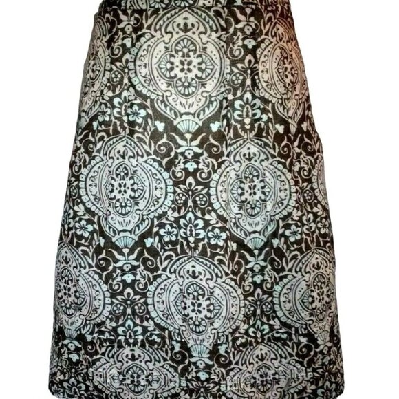 Ann Taylor Petite Womens Skirt Size 0P Lined Side Zipper Flared Brown Paisley - Picture 2 of 11